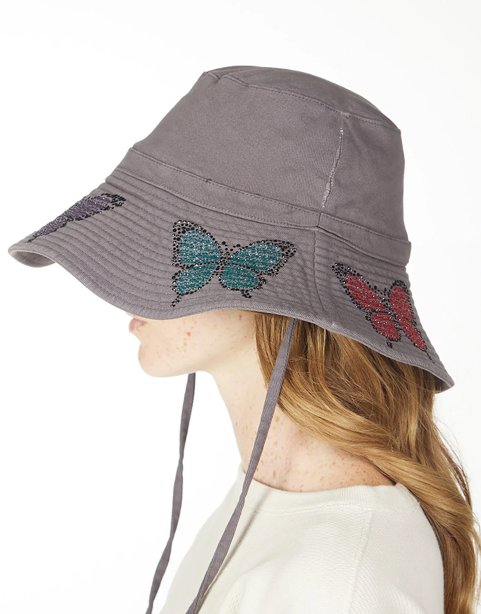 Adina- Bucket Hat w/ Butterfly Crystals