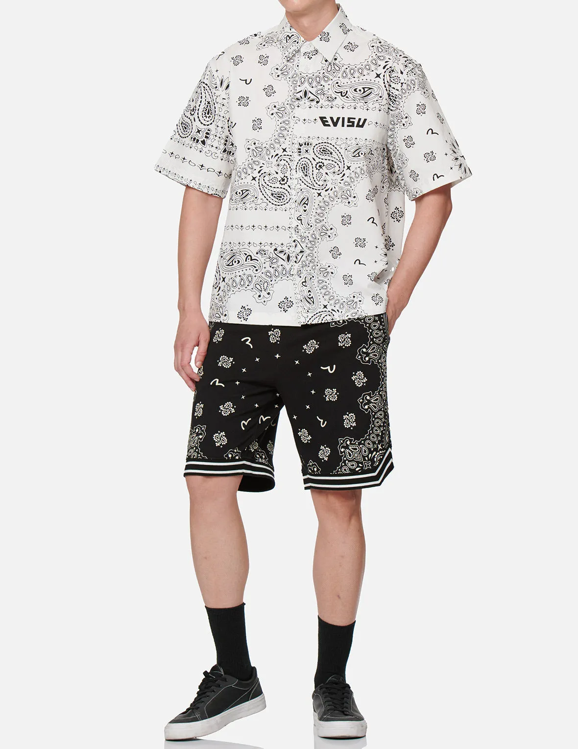 Allover Paisley Print Sweat Shorts