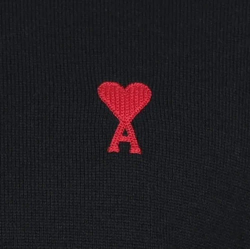 AMI PARIS  |Heart Wool Long Sleeves Logo Designers Sweaters