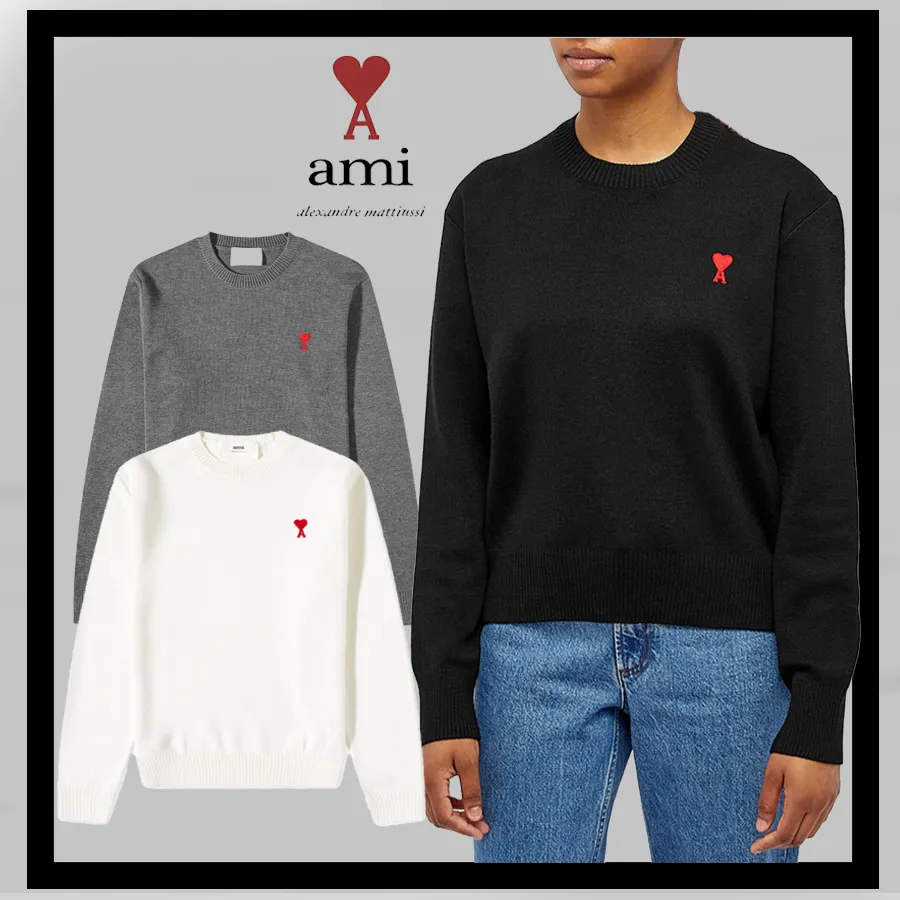 AMI PARIS  |Long Sleeves Logo V-neck & Crew neck