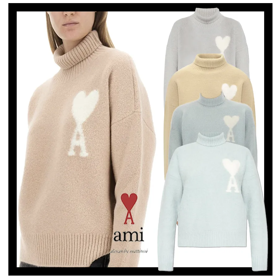 AMI PARIS  |Wool Long Sleeves Logo V-neck & Crew neck