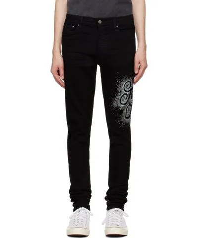 Amiri Black MA Swirl Crystal Skinny Jeans