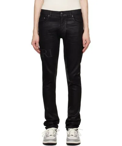 Amiri Black Serif Logo Wax Skinny Jeans