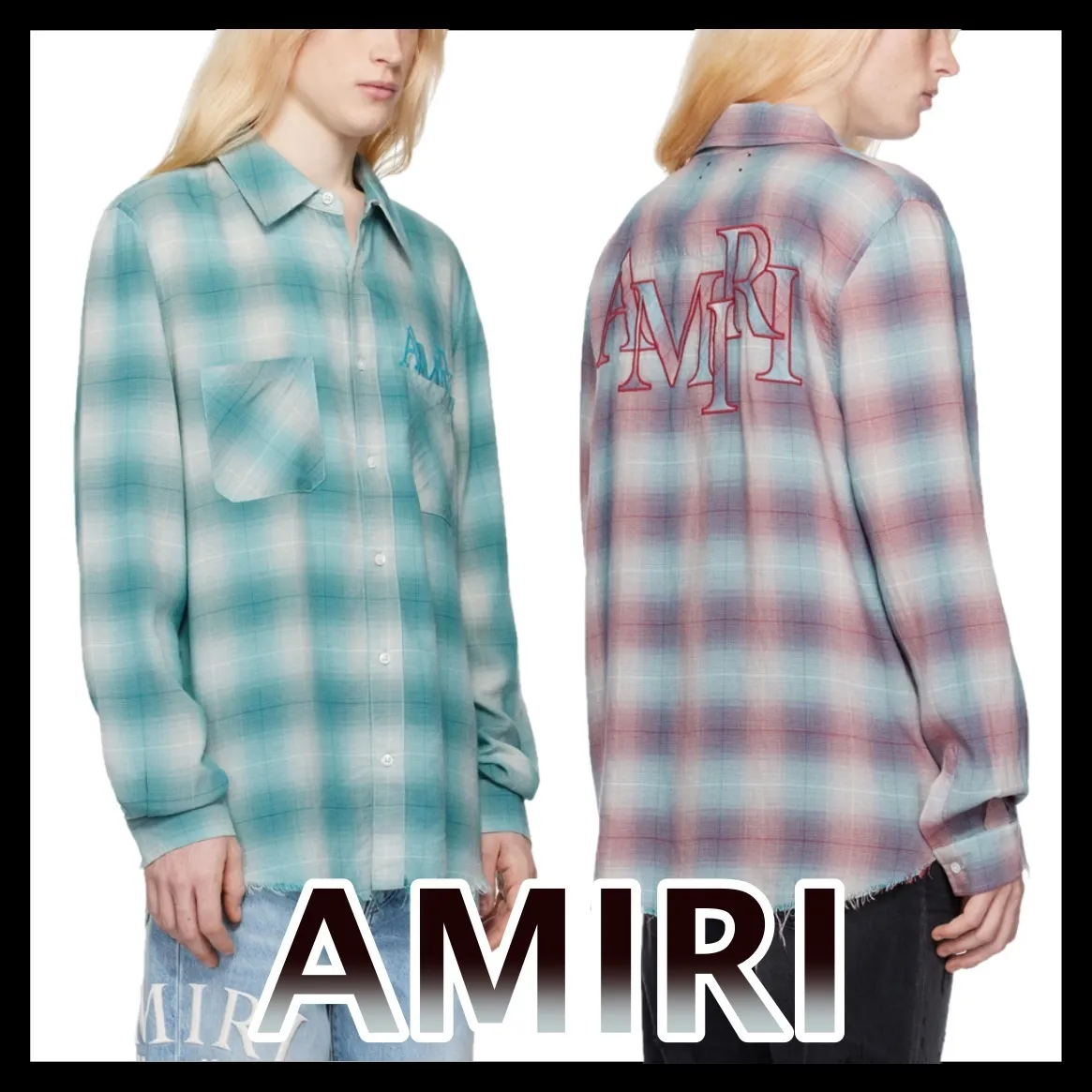 AMIRI  |Street Style Long Sleeves Logo Shirts