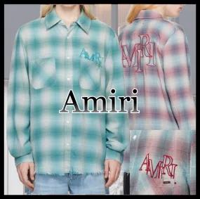 AMIRI  |Street Style Long Sleeves Logo Shirts