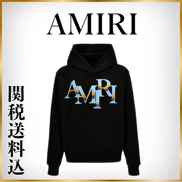 AMIRI  |Street Style Long Sleeves Logo Sweatshirts