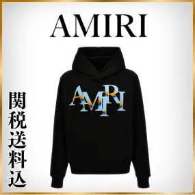 AMIRI  |Street Style Long Sleeves Logo Sweatshirts