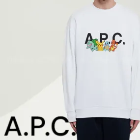 A.P.C.  |Crew Neck Long Sleeves Plain Cotton Logo Designers