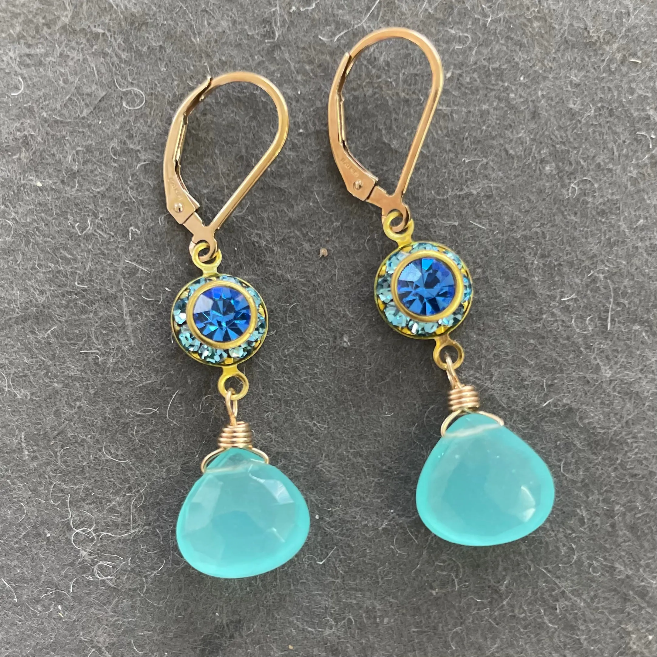 Aqua Chalcedony Vintage Dangles