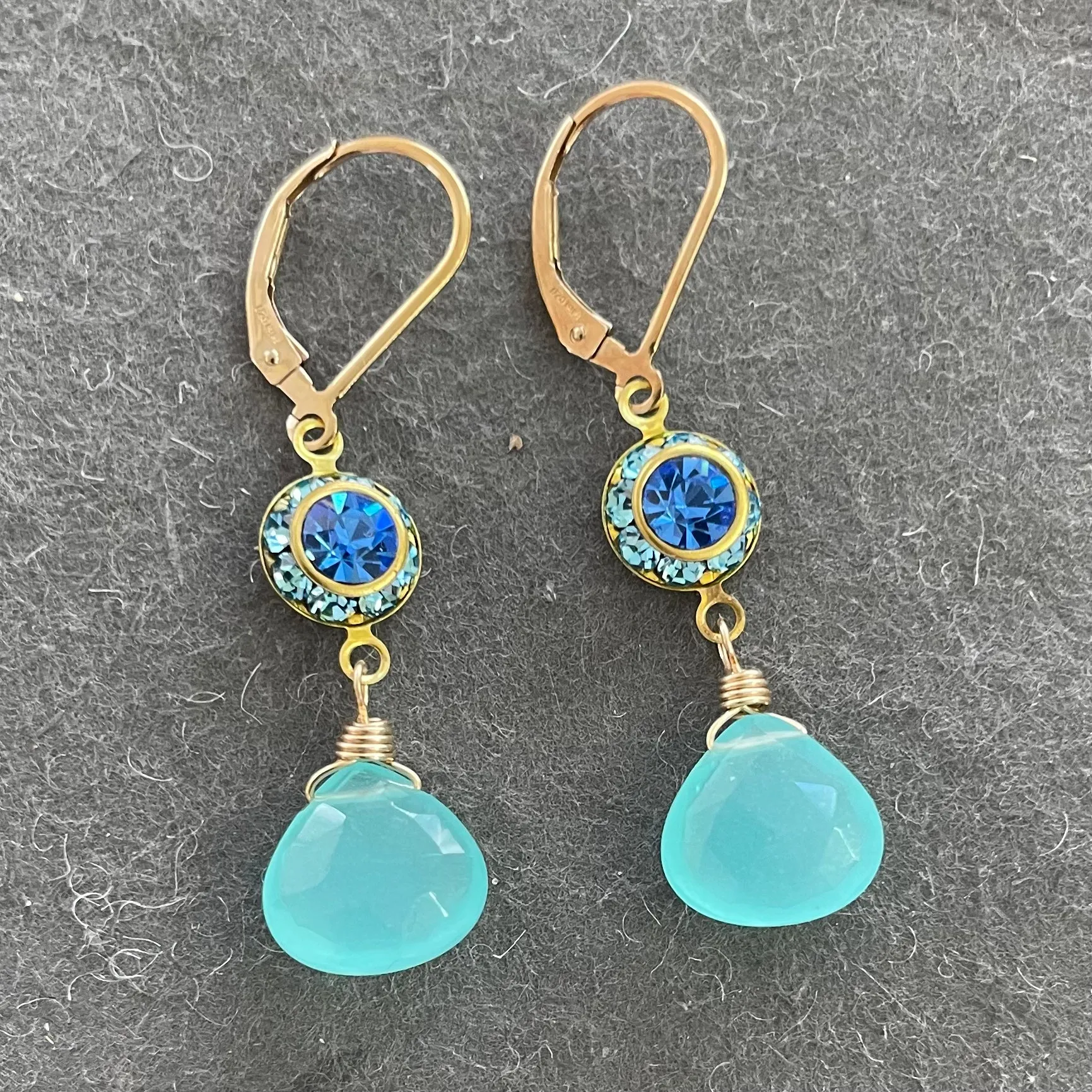 Aqua Chalcedony Vintage Dangles