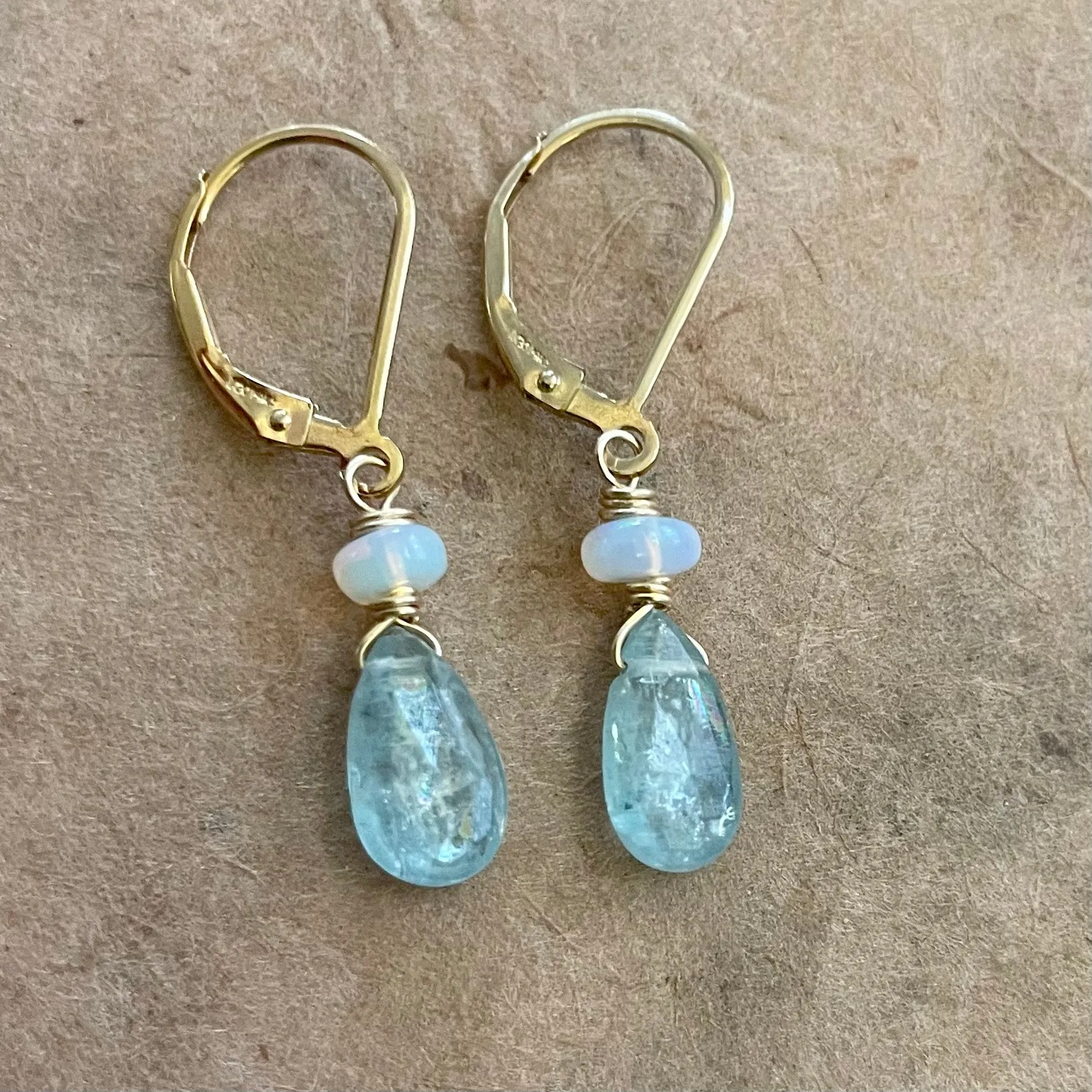 Aquamarine blue Kyanite earrings