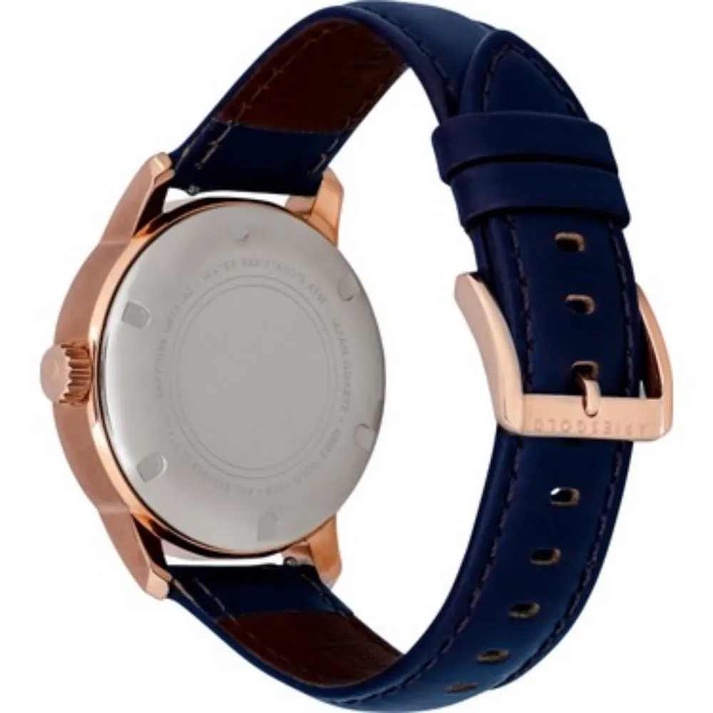 Aries Gold Blue Leather Strap Women Watch L 1028 RG-BU