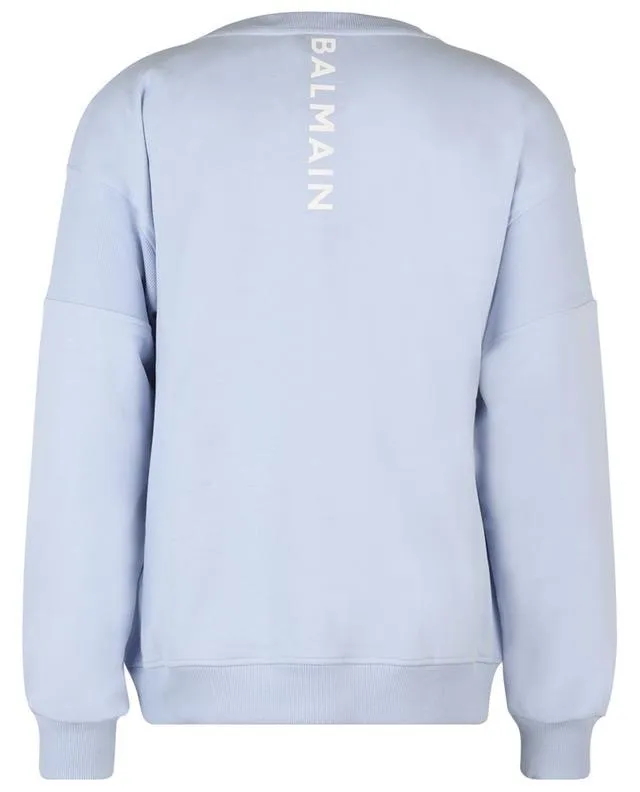 BALMAIN  |Crew Neck Long Sleeves Plain Cotton Logo Luxury Sweatshirts