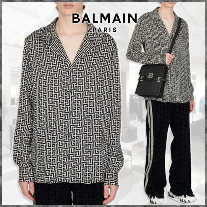 BALMAIN  |Nylon Street Style Long Sleeves Luxury Shirts