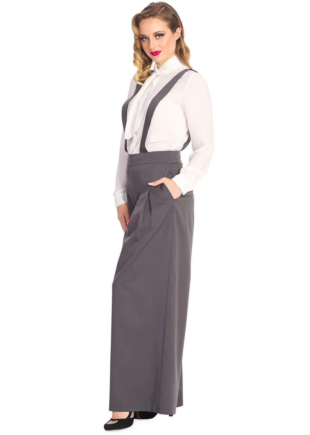 Banned Diamond 40's Palazzo Trousers Grey