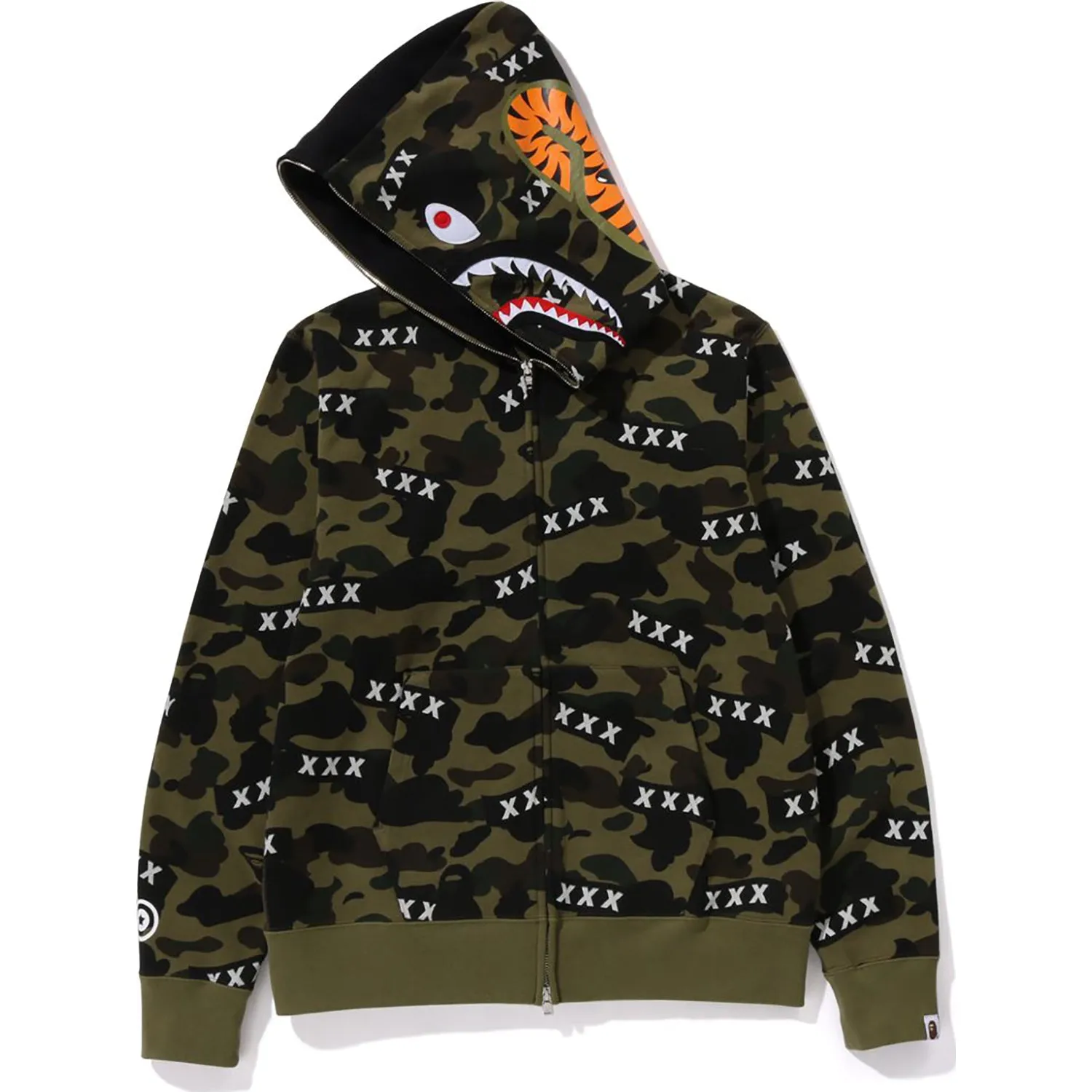 BAPE X GOD SELECTION XXX SHARK FULL ZIP HOODIE MENS