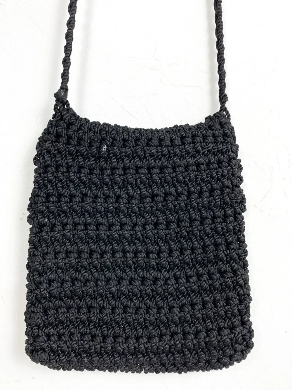 Black Crochet Cross Body Purse With Button Closure