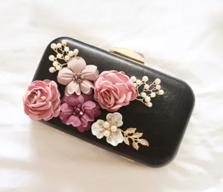 Black Floral Garden Clutch