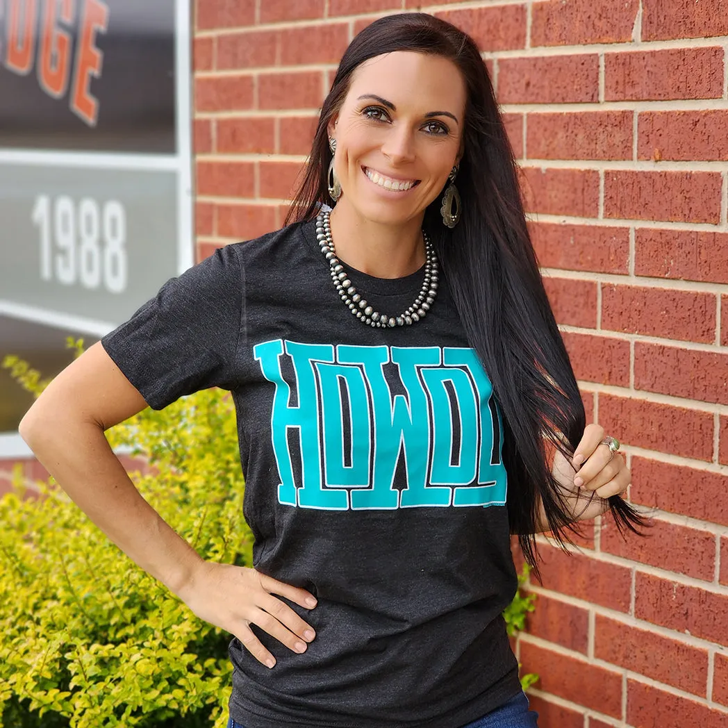 Black Turquoise Howdy Tee