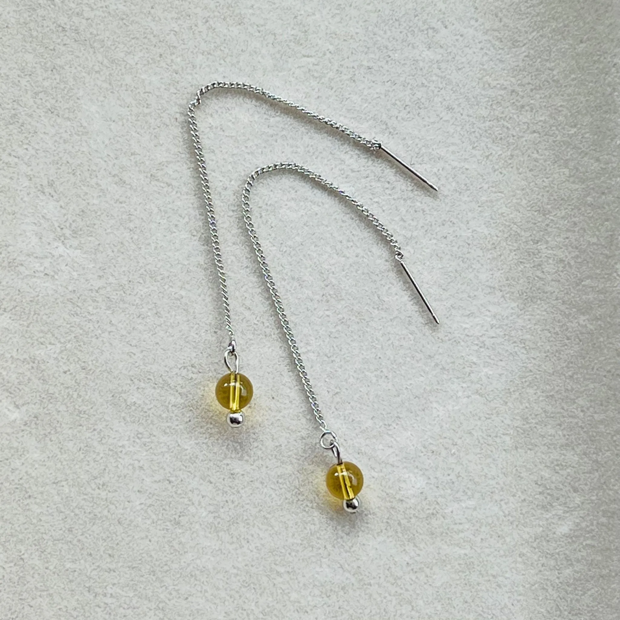 Blue Amber Thread Earrings SHW