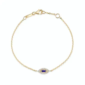 Blue Sapphire Evil Eye Chain Bracelet