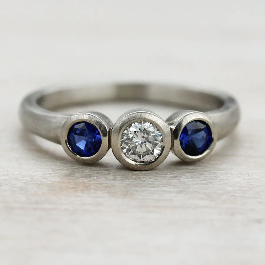 Blue Sapphire Three Stone Ring