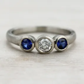 Blue Sapphire Three Stone Ring