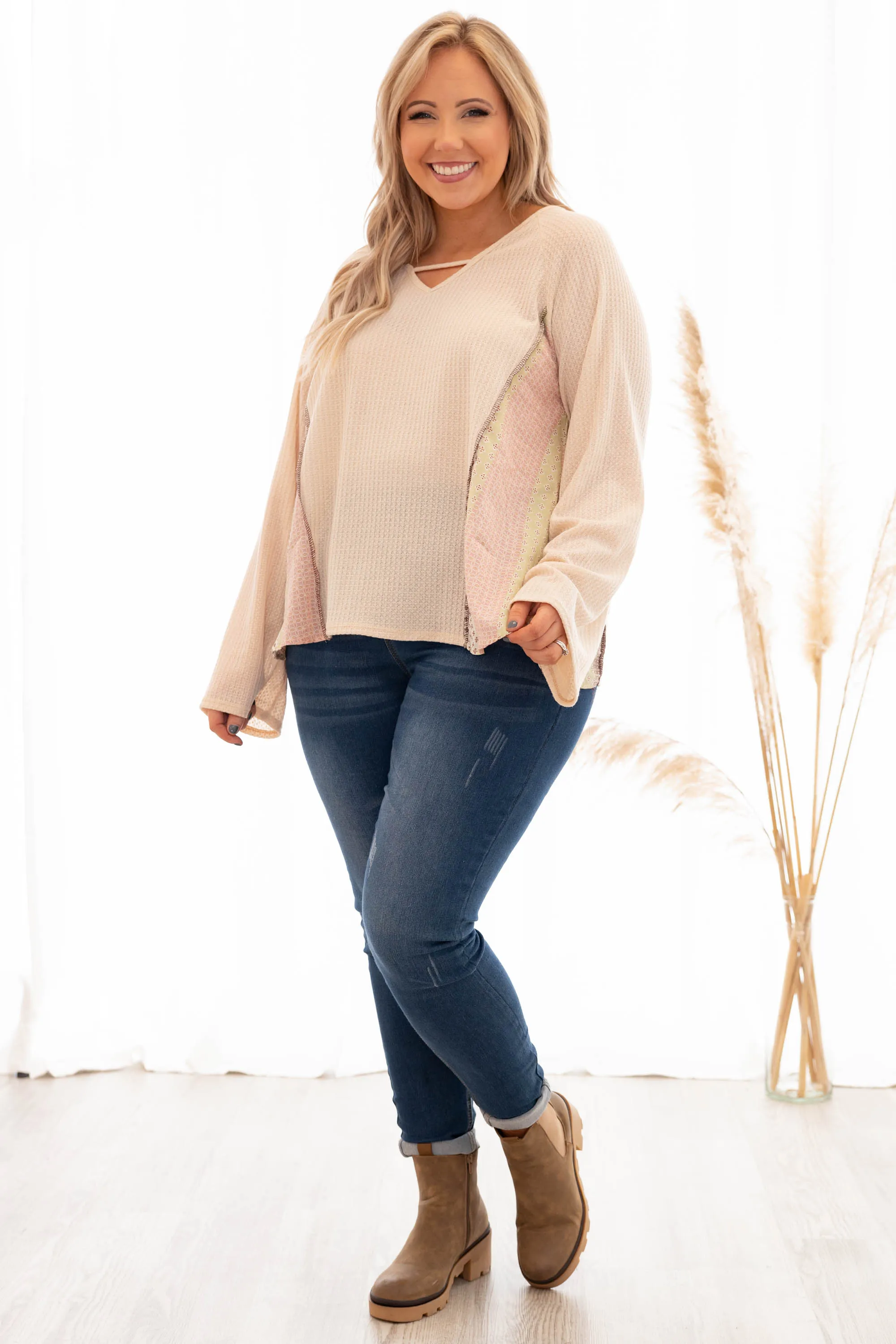 Bohemian Love Top, Cream-Mauve