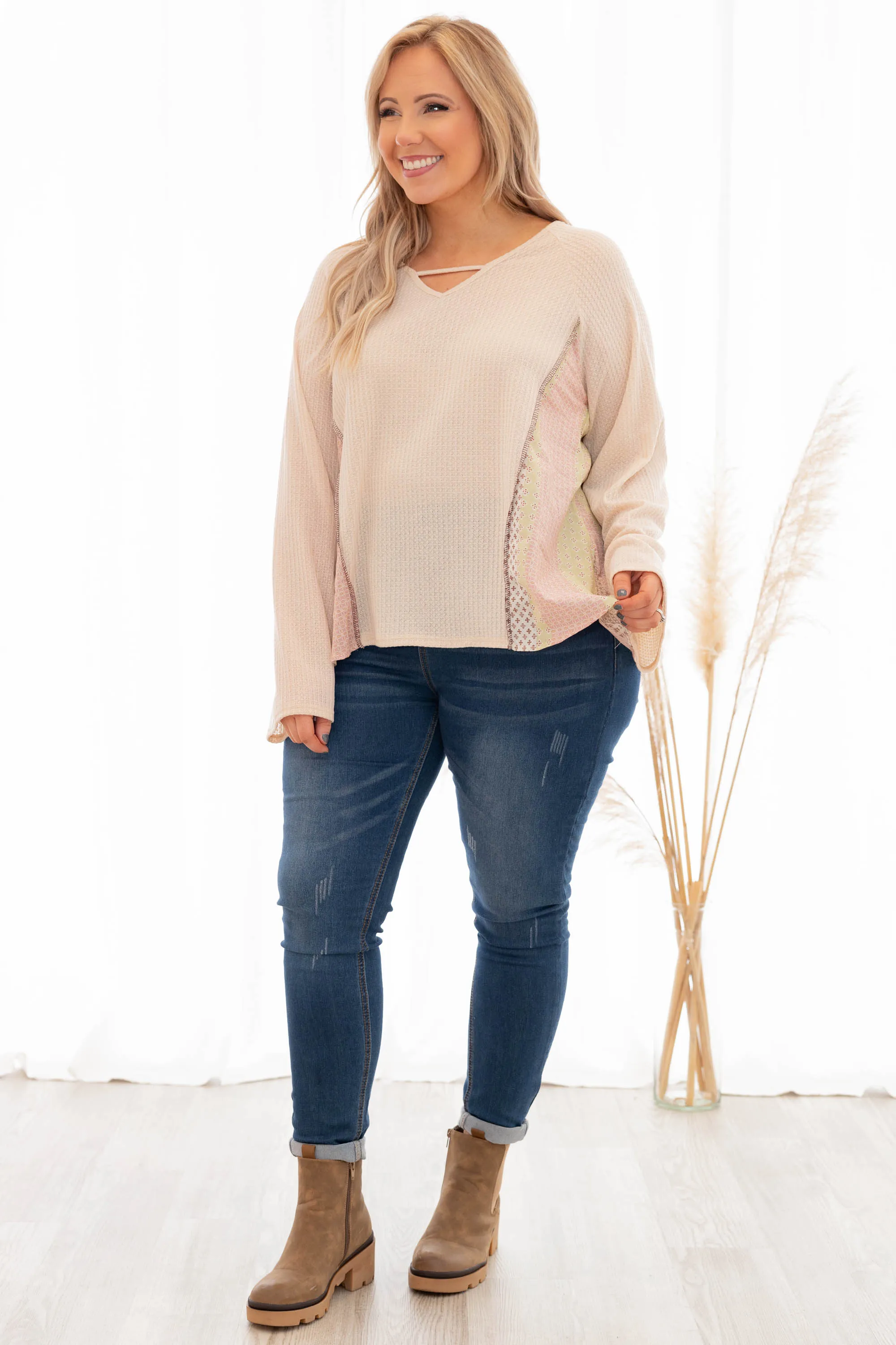 Bohemian Love Top, Cream-Mauve