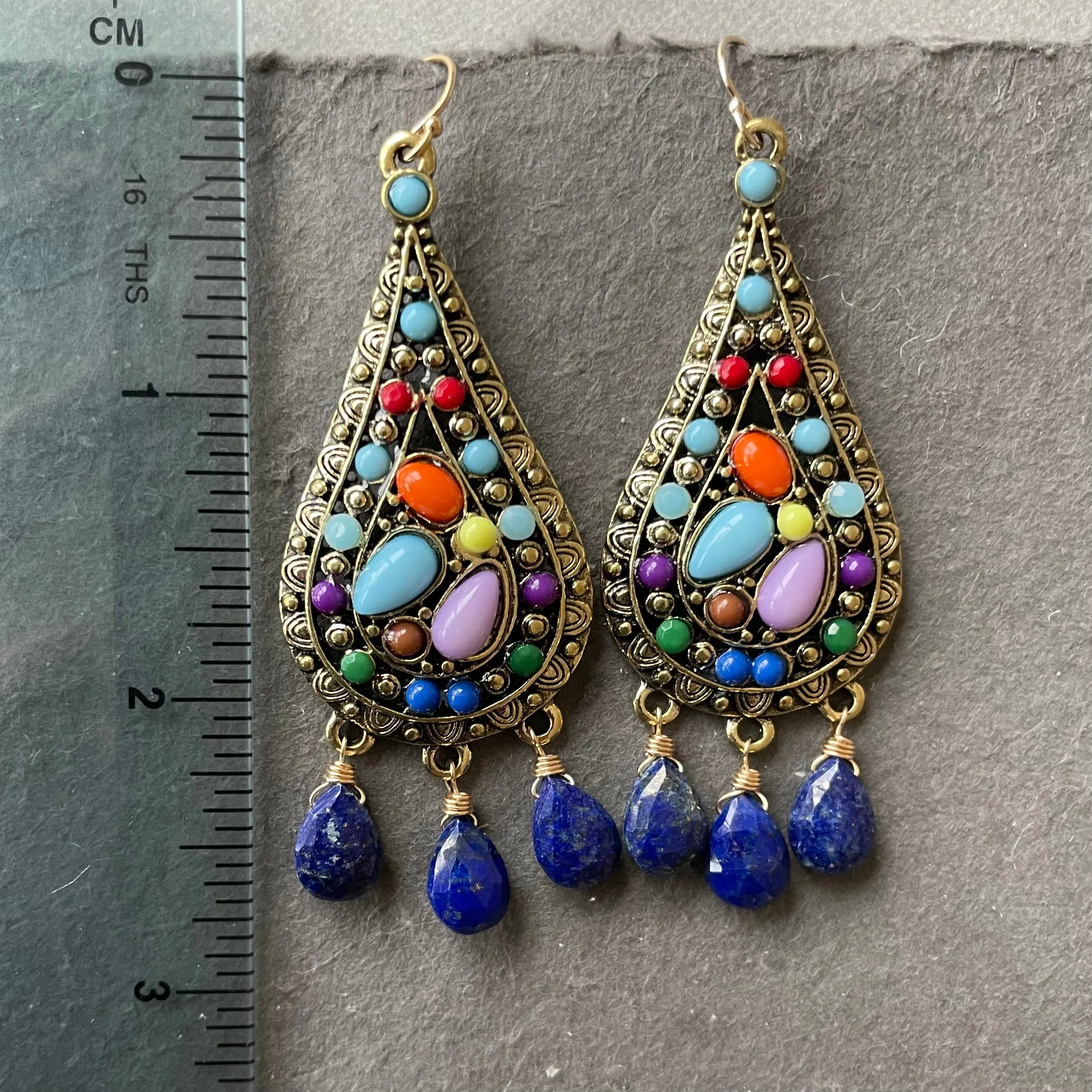 Boho Lapis Lazuli Chandelier Earrings