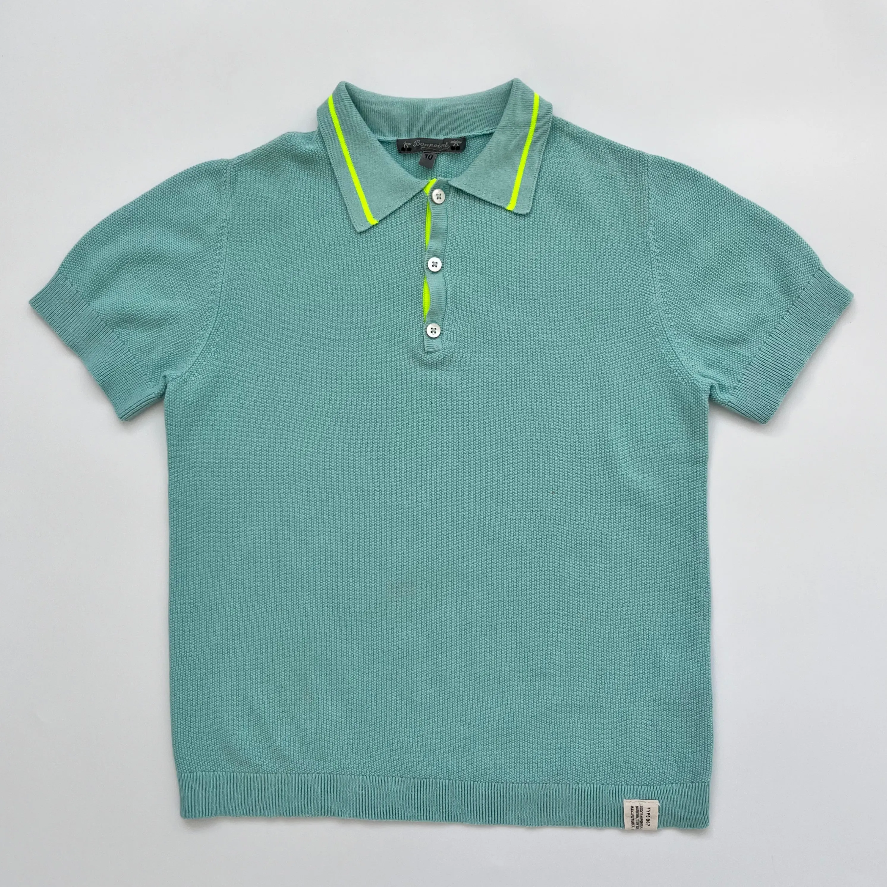 Bonpoint Teal Polo Shirt With Neon Trim: 10 Years