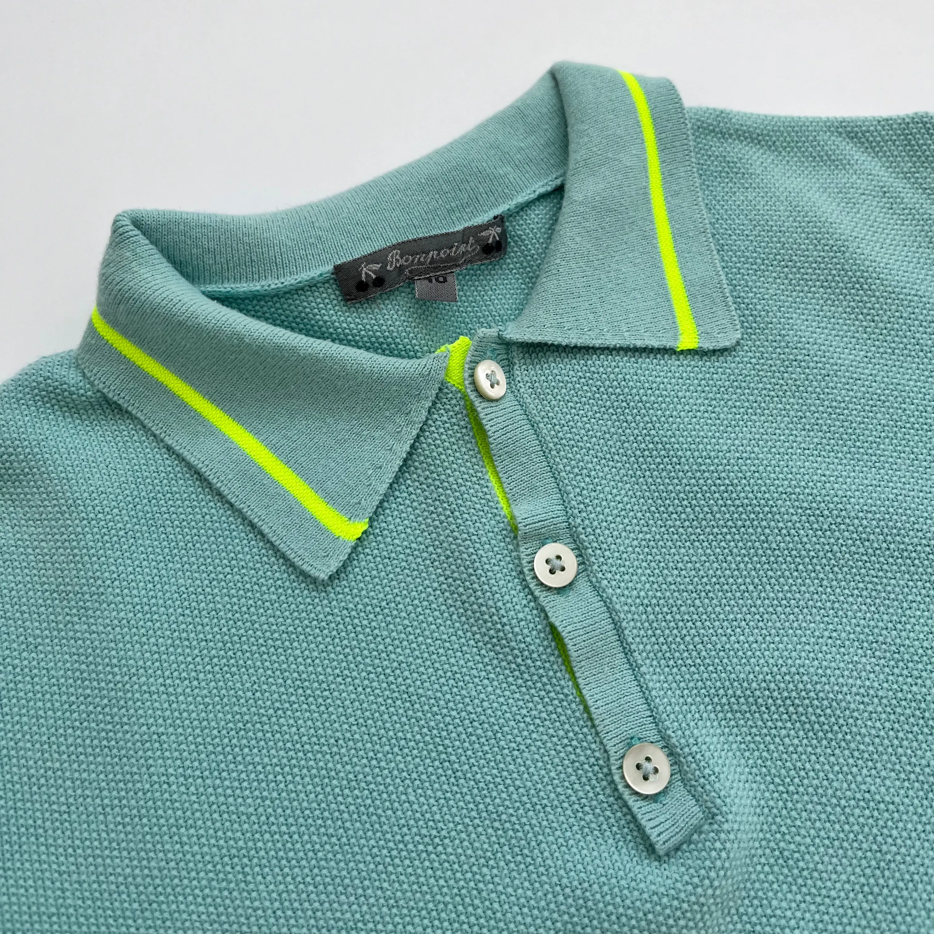 Bonpoint Teal Polo Shirt With Neon Trim: 10 Years