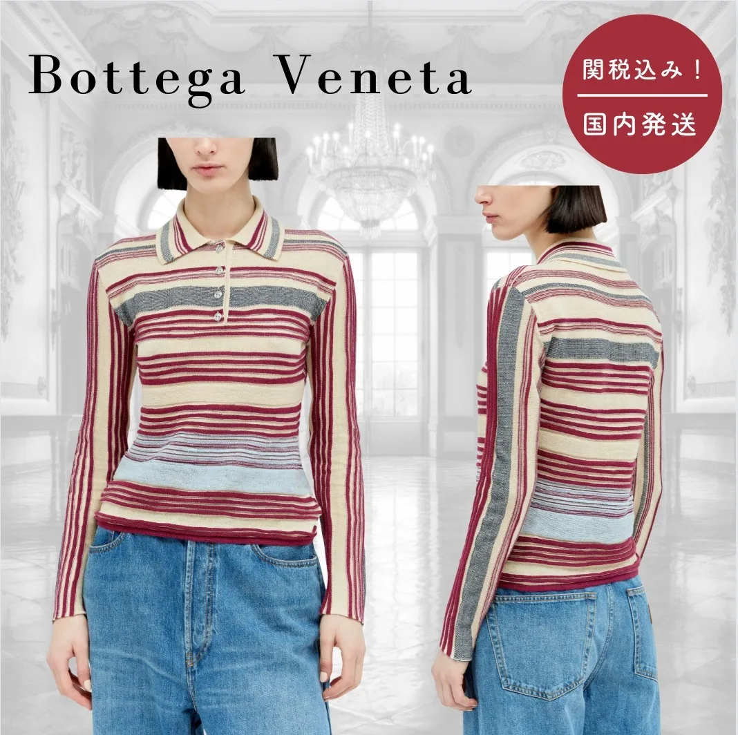 BOTTEGA VENETA  |Stripes Linen Long Sleeves Cotton V-neck & Crew neck