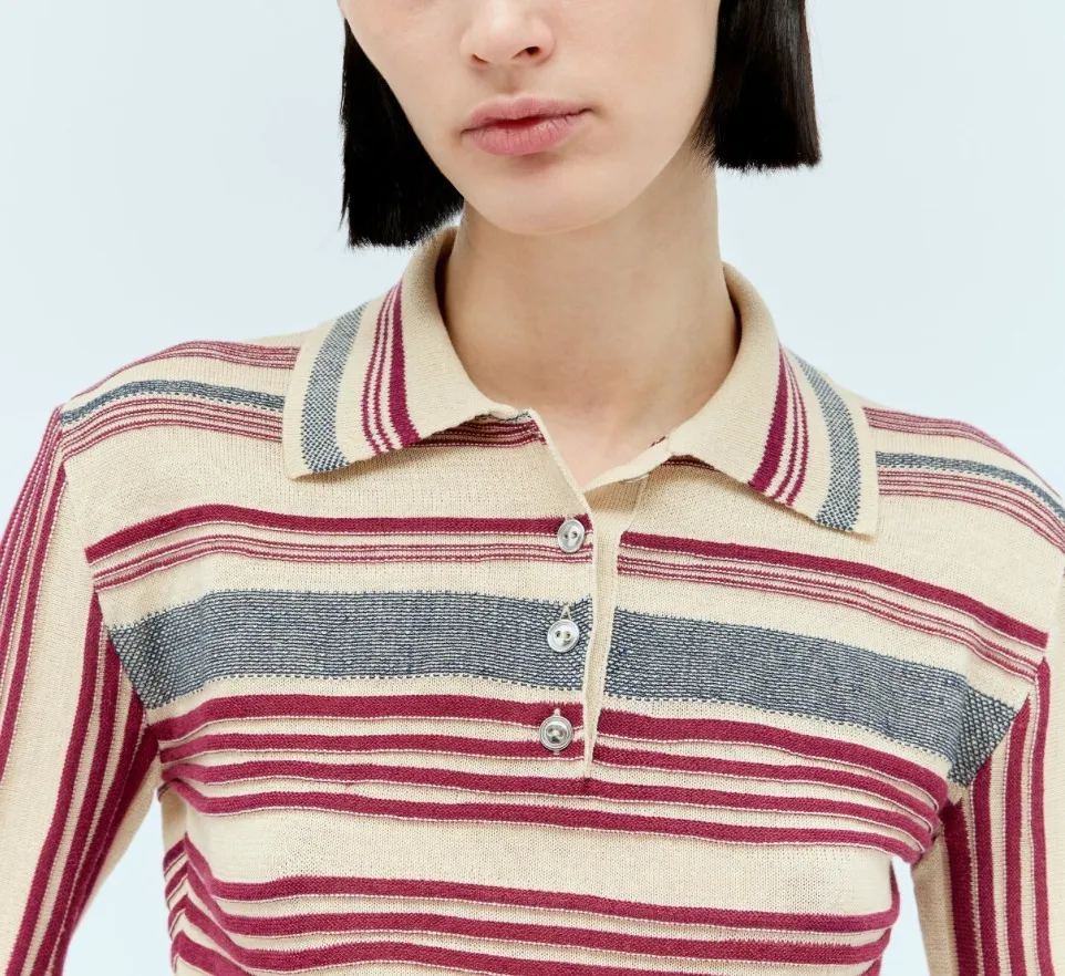 BOTTEGA VENETA  |Stripes Linen Long Sleeves Cotton V-neck & Crew neck