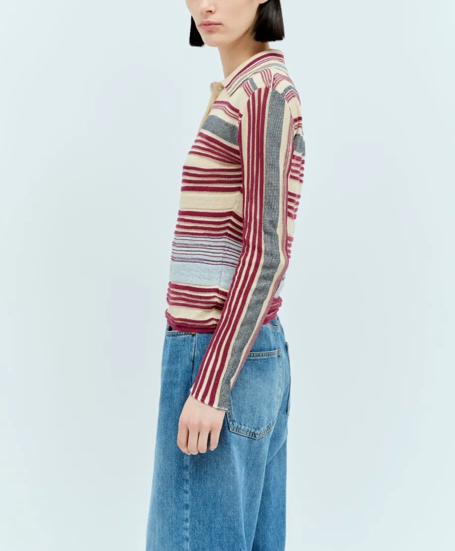 BOTTEGA VENETA  |Stripes Linen Long Sleeves Cotton V-neck & Crew neck