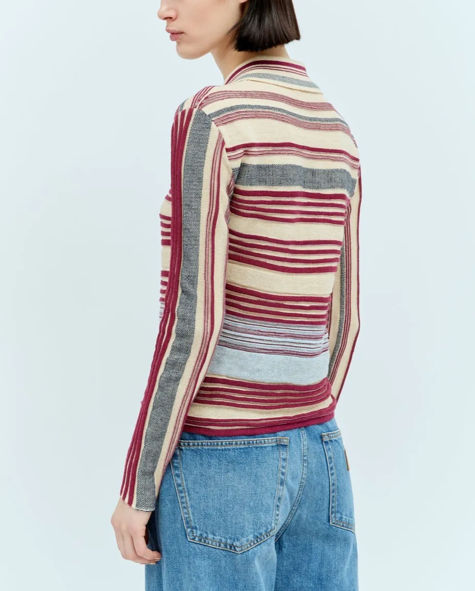 BOTTEGA VENETA  |Stripes Linen Long Sleeves Cotton V-neck & Crew neck