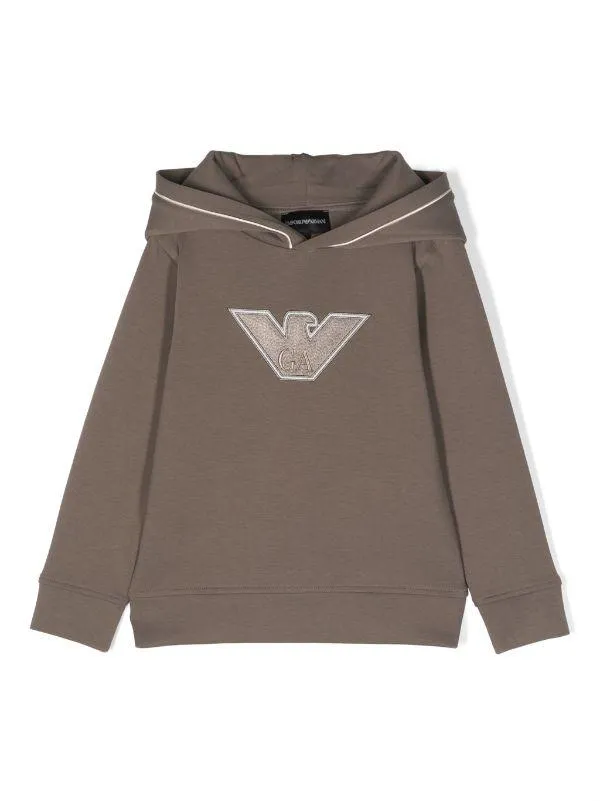 BOYS HOODIE W/ EMBROIDERED LOGO DESIGN ON FRONT - MUD/EAGLE