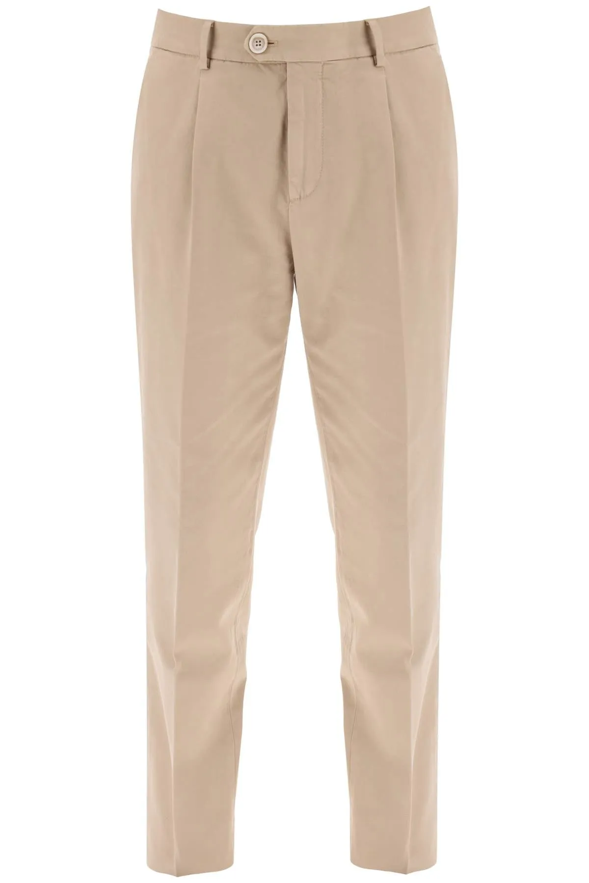 BRUNELLO CUCINELLI Beige Chino Pants in Pure Cotton Gabardine for Men - SS24 Collection