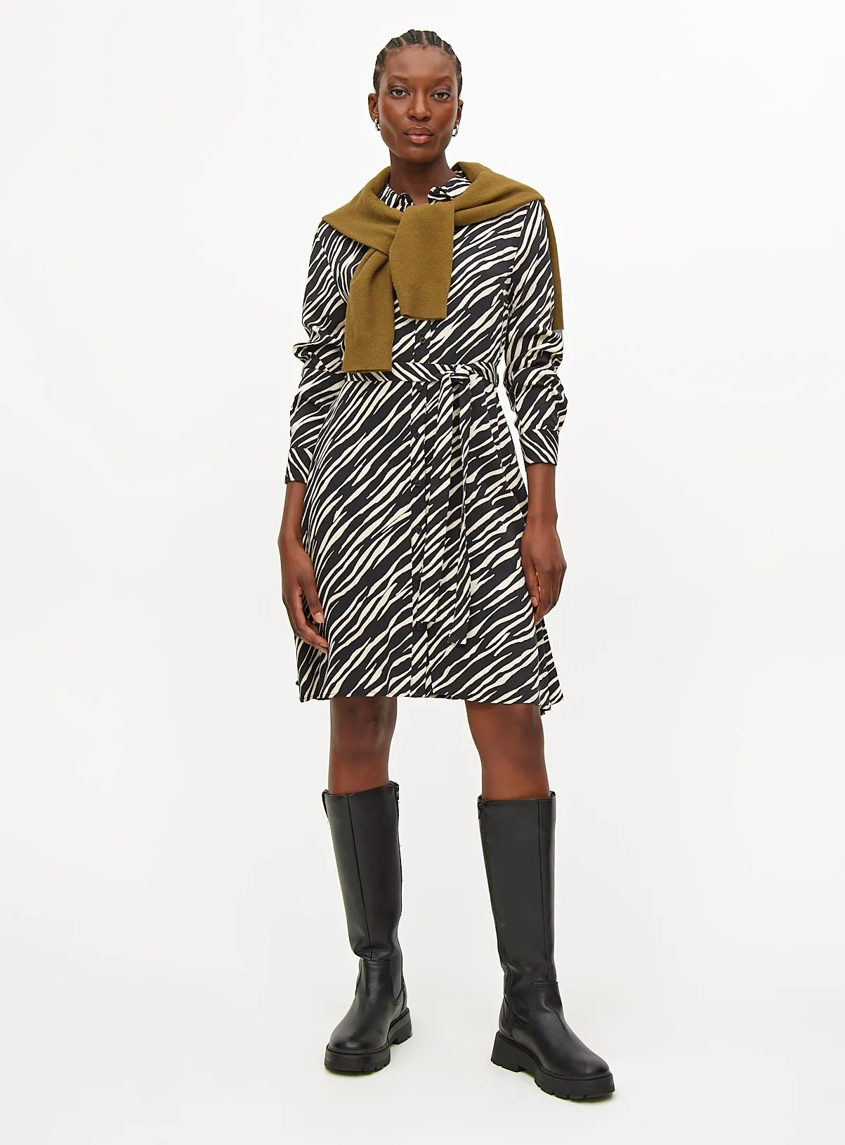 Buy Monochrome Animal Print Belted Shirt Dress 10 | Dresses | Tu