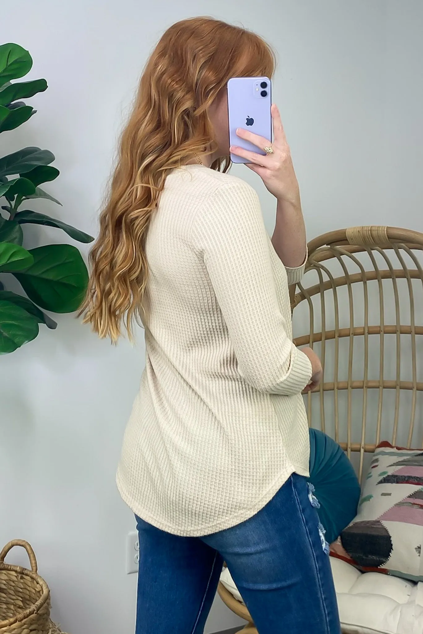 Ciarrah Waffle Knit V-Neck Top - FINAL SALE