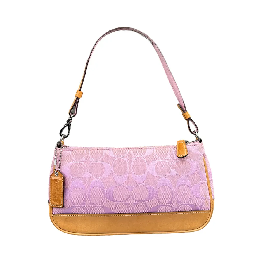 COACH BABY PINK SIGNATURE CANVAS MINI POCHETTE BAG