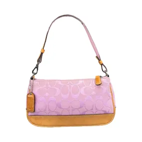 COACH BABY PINK SIGNATURE CANVAS MINI POCHETTE BAG