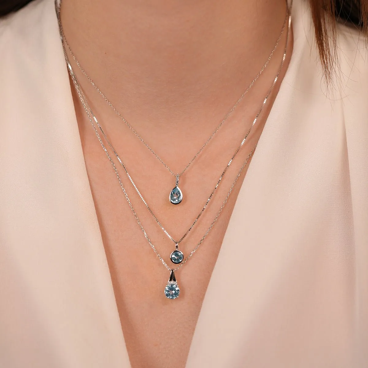 Cushion Cut Blue Topaz Pendant Necklace