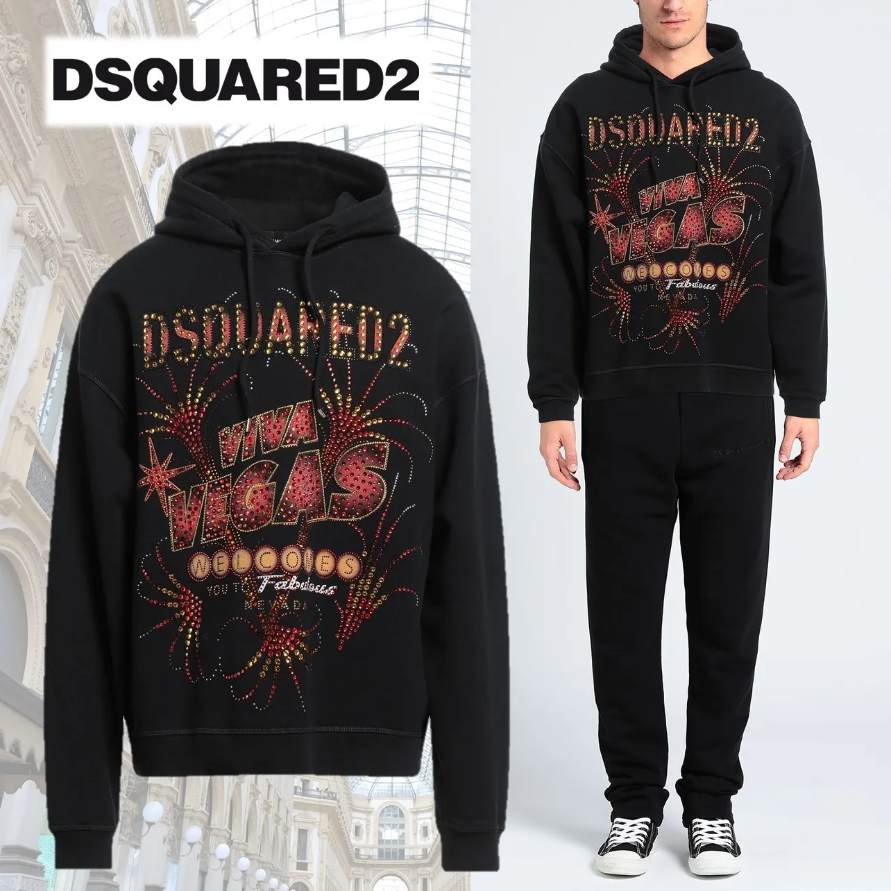 D SQUARED2  |Crew Neck Long Sleeves Cotton Logo Luxury Sweatshirts