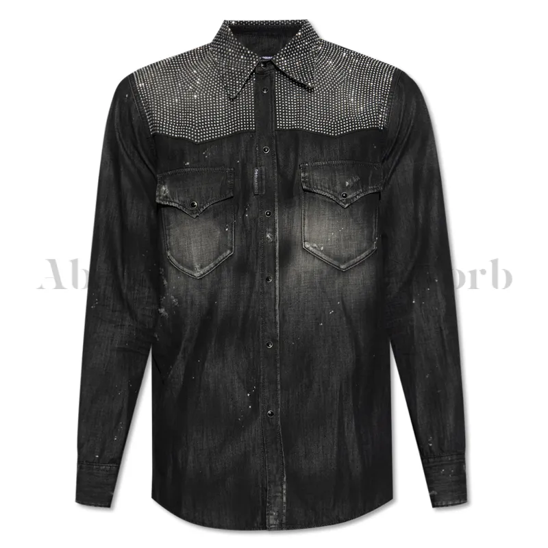 D SQUARED2  |Denim Studded Long Sleeves Cotton Luxury Shirts