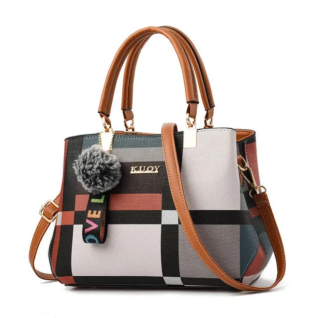 Designer Brand Plaid Shoulder Bag Female Ladies Totes