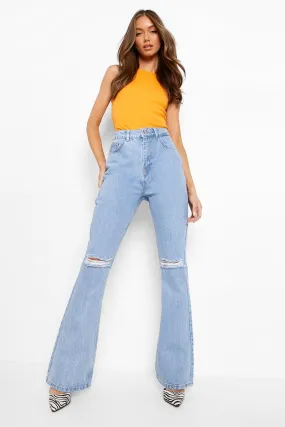 Distressed High Waisted Bootcut Jeans