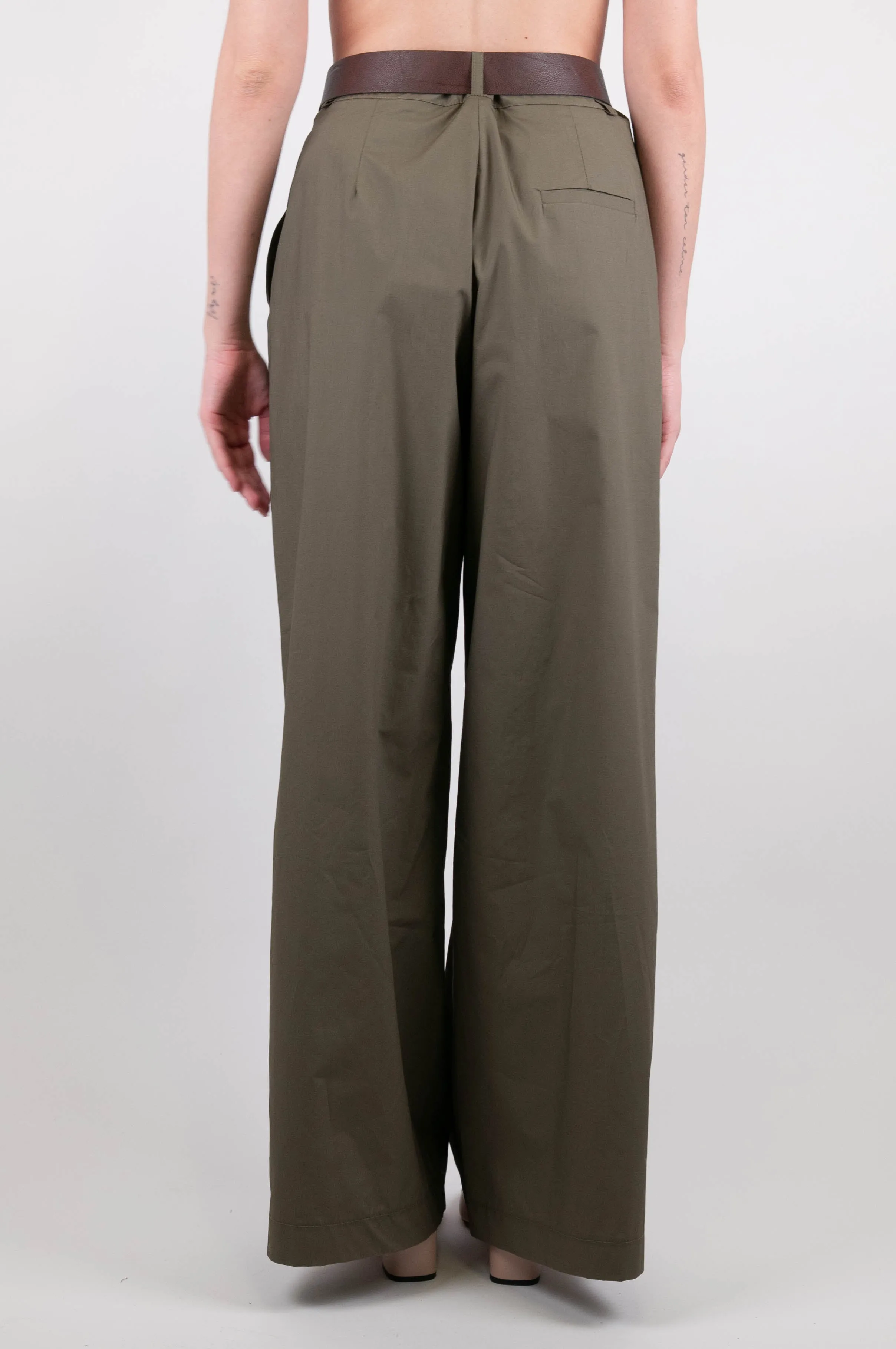 Dixie - Pantalone palazzo con pinces in cotone