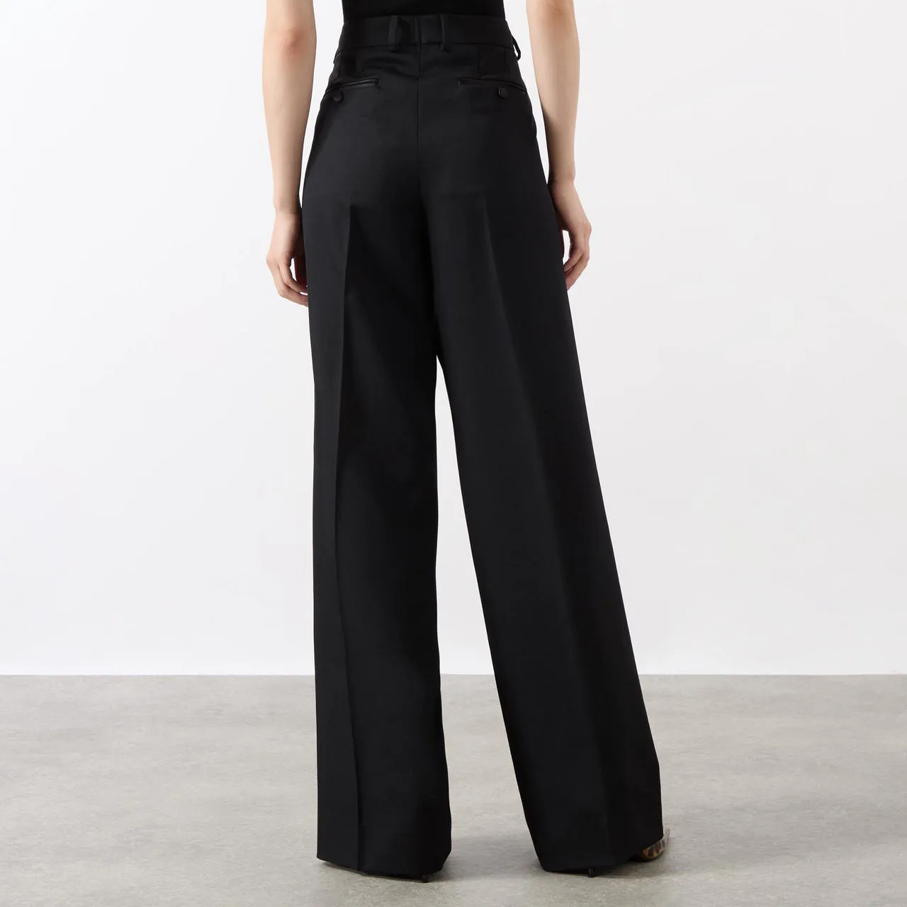 DOLCE & GABBANA High-Rise Tailored Wide Leg Trousers - Black