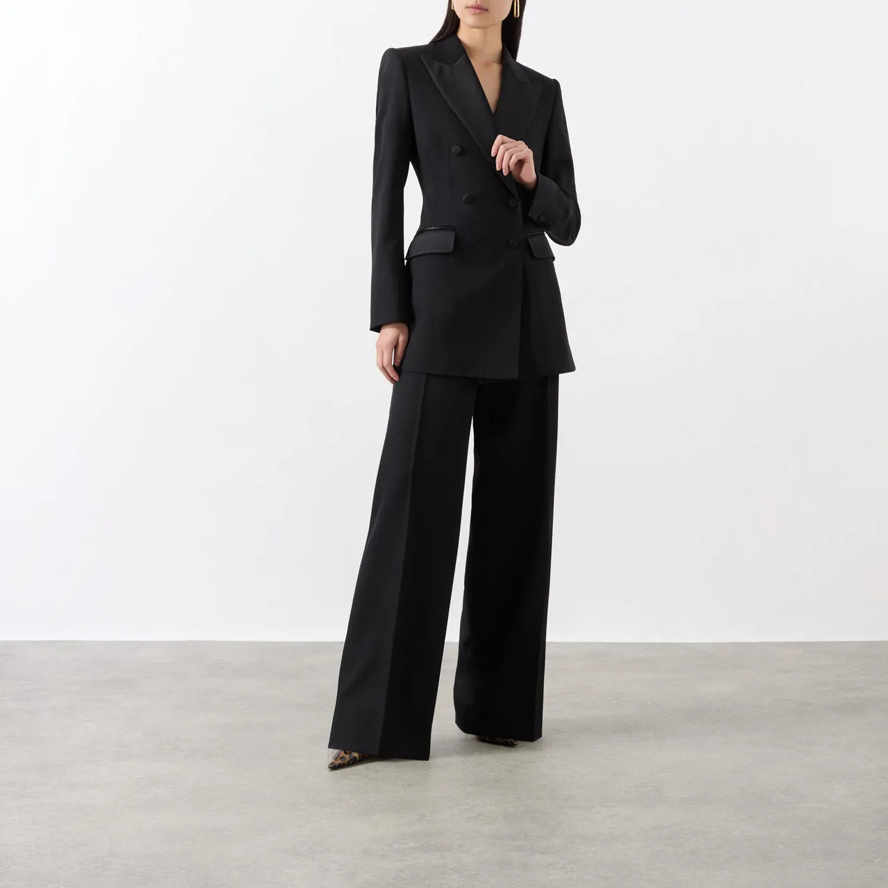 DOLCE & GABBANA High-Rise Tailored Wide Leg Trousers - Black